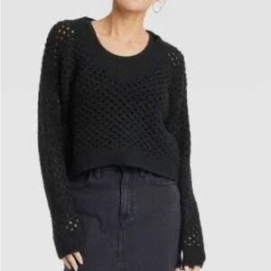 Universal Thread V Neck Open Work Pullover Sweater